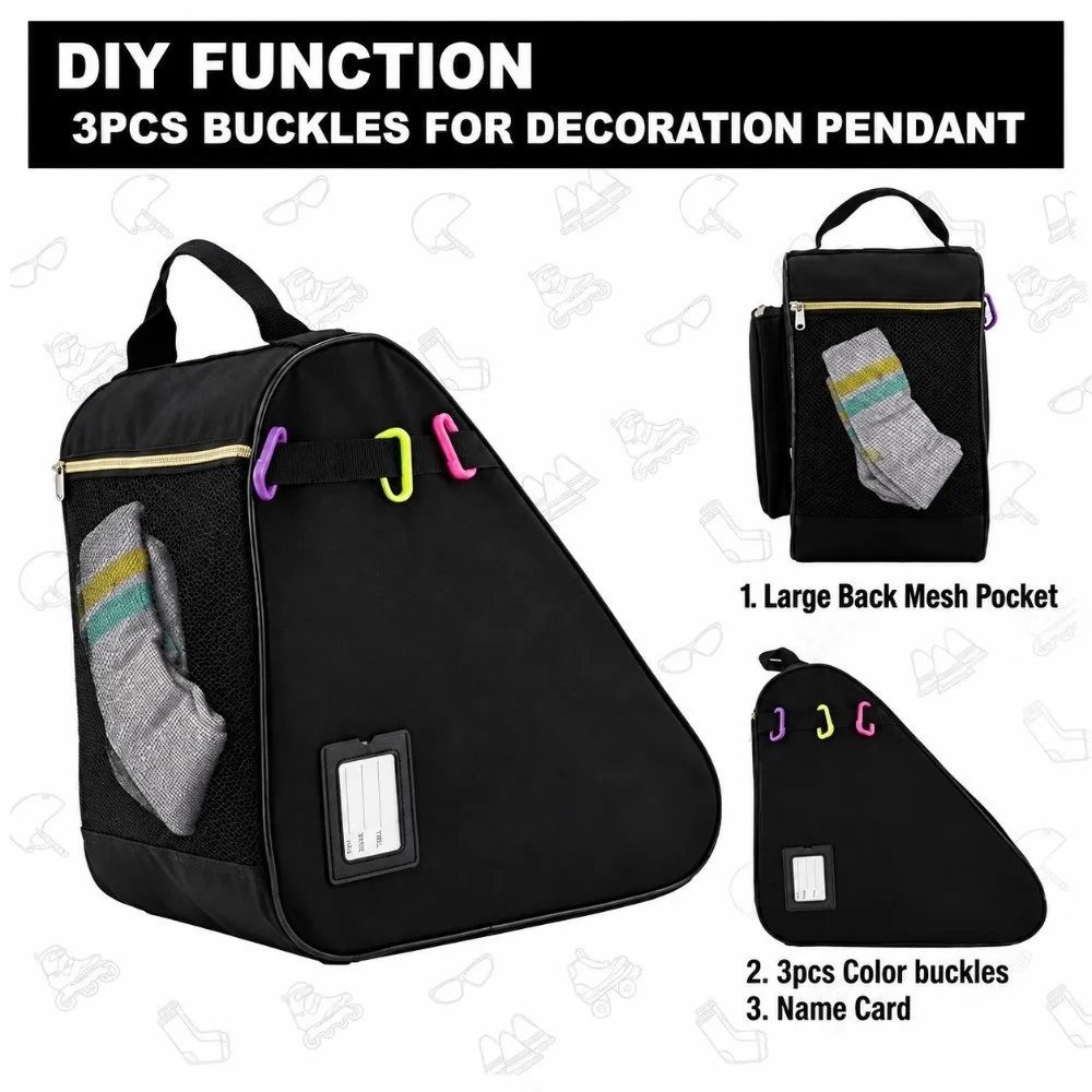 Waterproof Roller Skate Bag Portable Triangular Skate Carrying Case Durable Large Capacity Inline Skate Bag Ice Skating