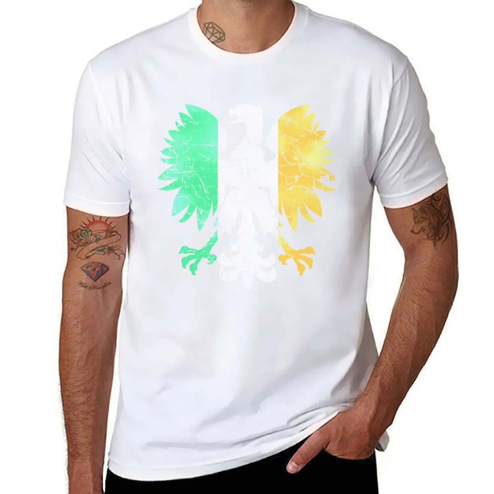 

Vintage Flag of Ireland Polish Eagle T-Shirt man t shirts graphic t shirt man luxury T-Shirt