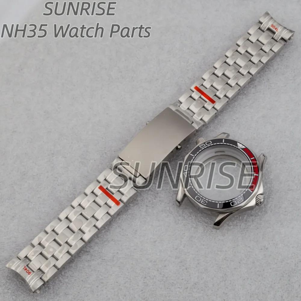 

41mm Luxury Men's Waterproof Watch Case Strap Parts Sapphire Glass For Seamaster 300 Seiko Nh35 Nh36 Movement 31mm Dial Hands