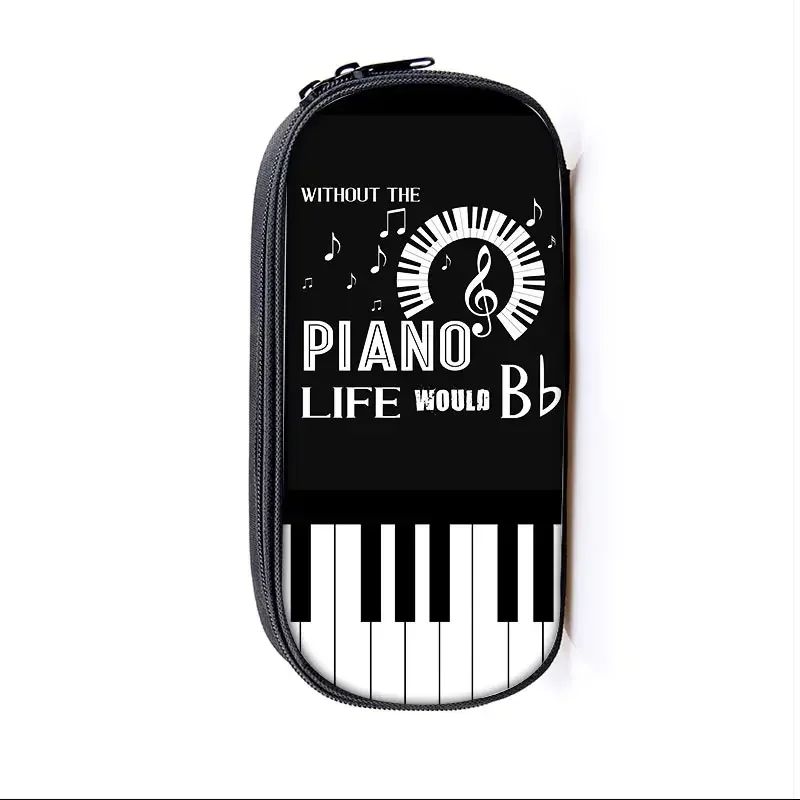 Elegent Music Note Piano / Guitar Cosmetic Case Pen Holder Women Makeup Bag Kids Pencil Box Girl Stationary Bags School Supplies