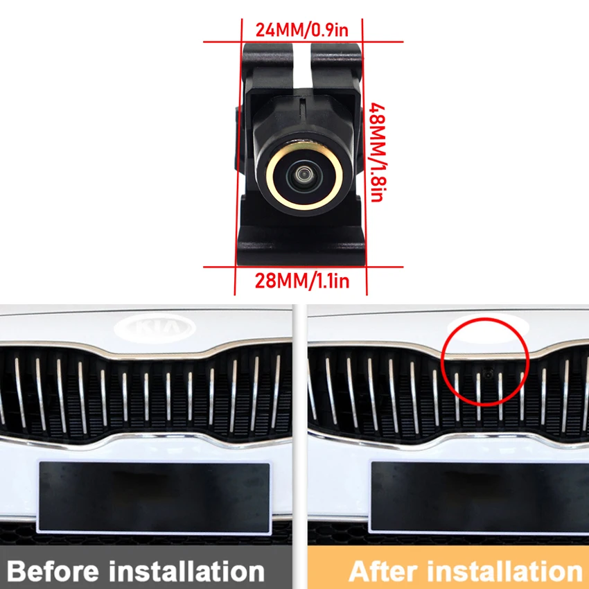 AHD 1080P الذهبي عين السمكة CCD سيارة الجبهة عرض وقوف السيارات شعار إيجابي كاميرا لكيا K3 سيراتو 2012 ~ 2015 2016 2017 2018 اكسسوارات