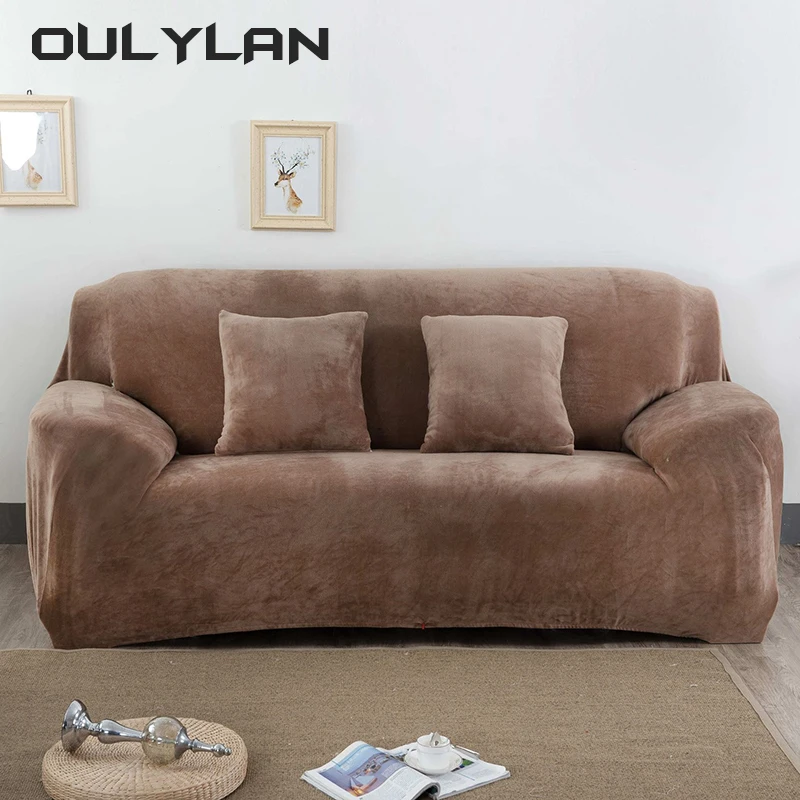 Solid Color Protector for Living Room Home Decor Plush Thicken Elastic Sofa Slipcover Non-slip Sofa Cover Couch Furniture