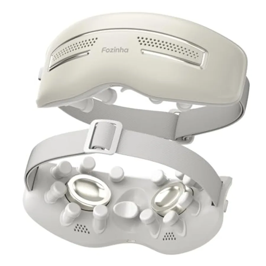 

Eye Massager with Heat and Cooling 12 Vibrators 4 Massage Modes 3 Temp Settings Rechargeable Bluetooth Music Gifts for Women/Me