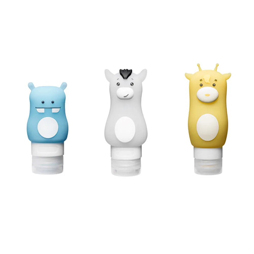 3Pcs Travel Bottles Set Squeezable Leakproof Silicone Portable Containers Travel Accessories Shampoo Conditioner Lotion