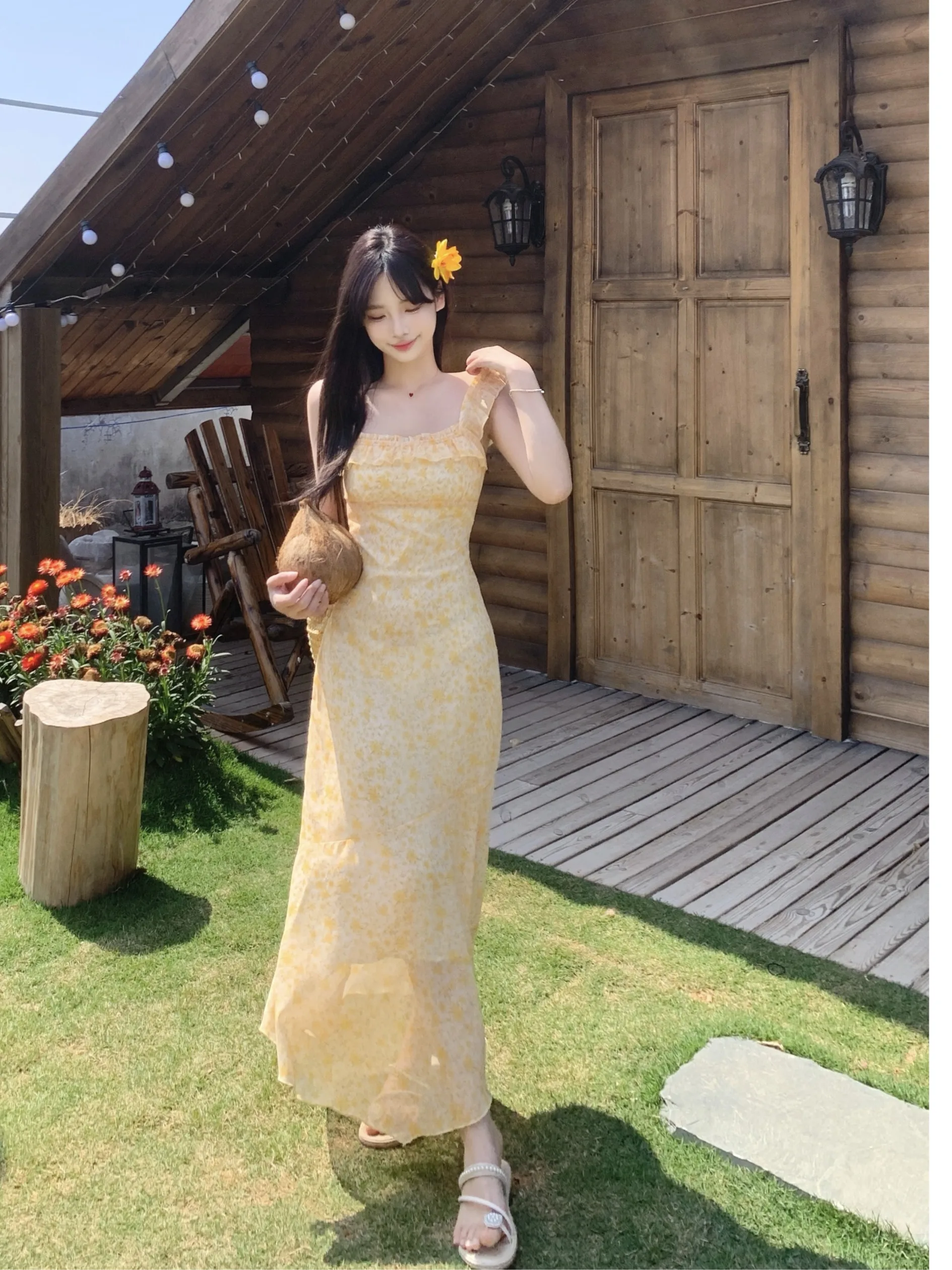 

plus Size Floral Print ter Dr Women's Summer New Waist Cinching High-End A-Line Long Skirt Korean Sle Loose Fit