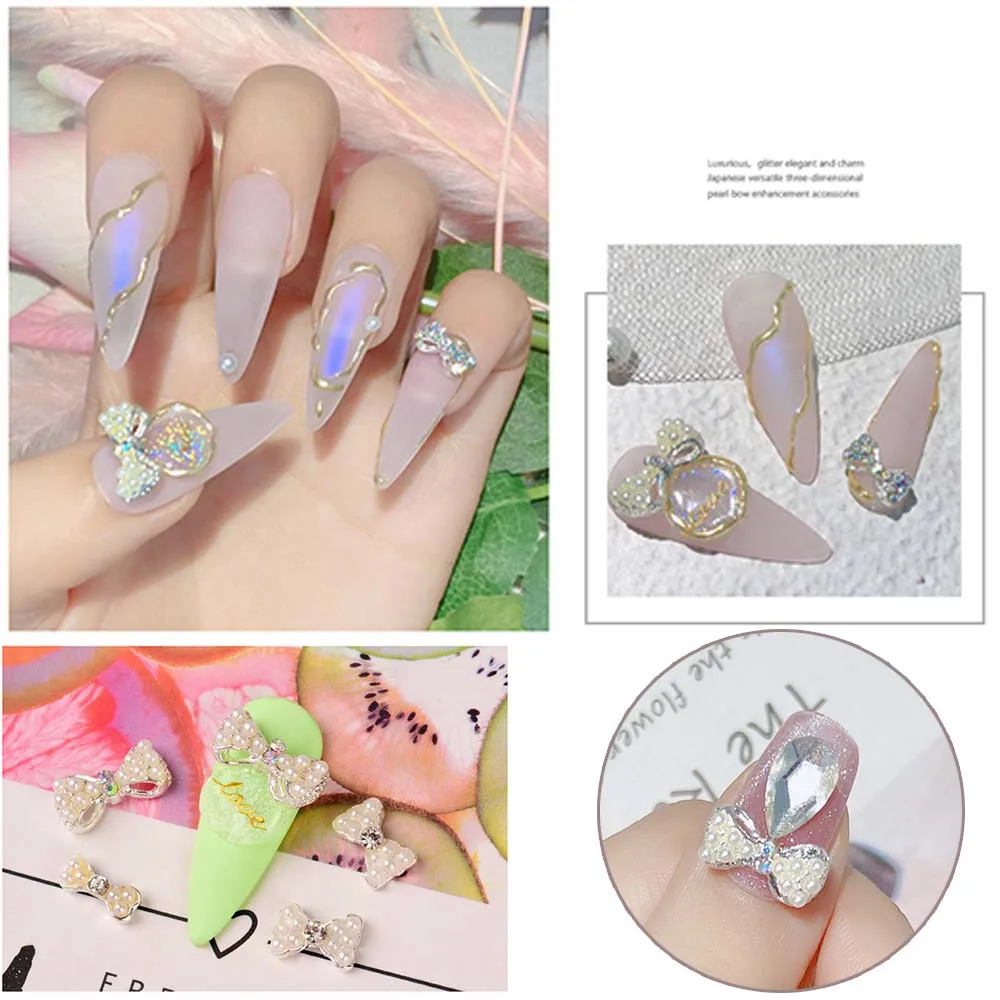 5 stuks 3D Super Flash manicure strikken diamant nagel sieraden boog nagel steentjes DIY nail art decoraties kristal