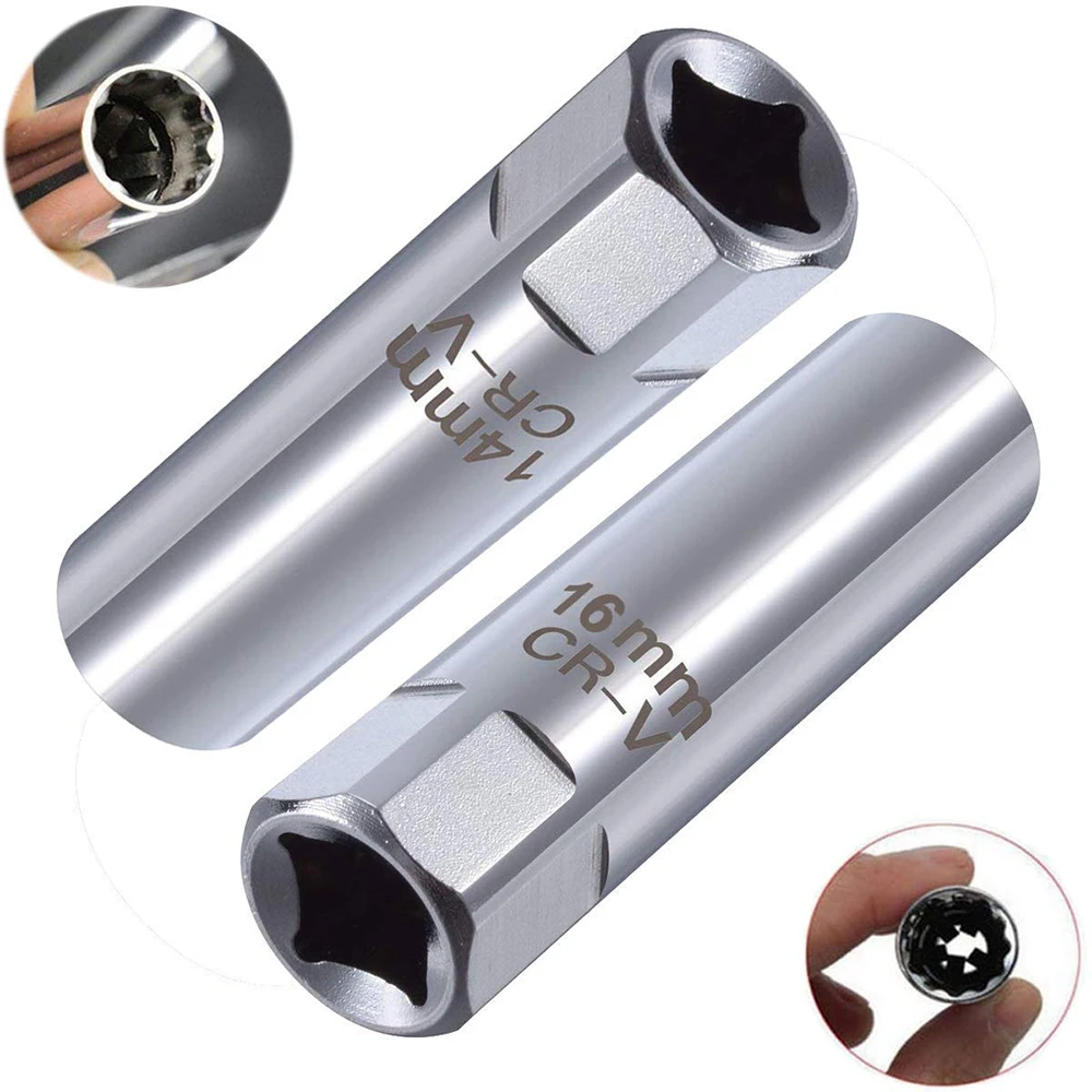 Car Spark Plug Socket Universal Magnetic Spark Plug Wrench Spark Plug Removal Auto Repair Tool Practical Accessories 14mm 16mm