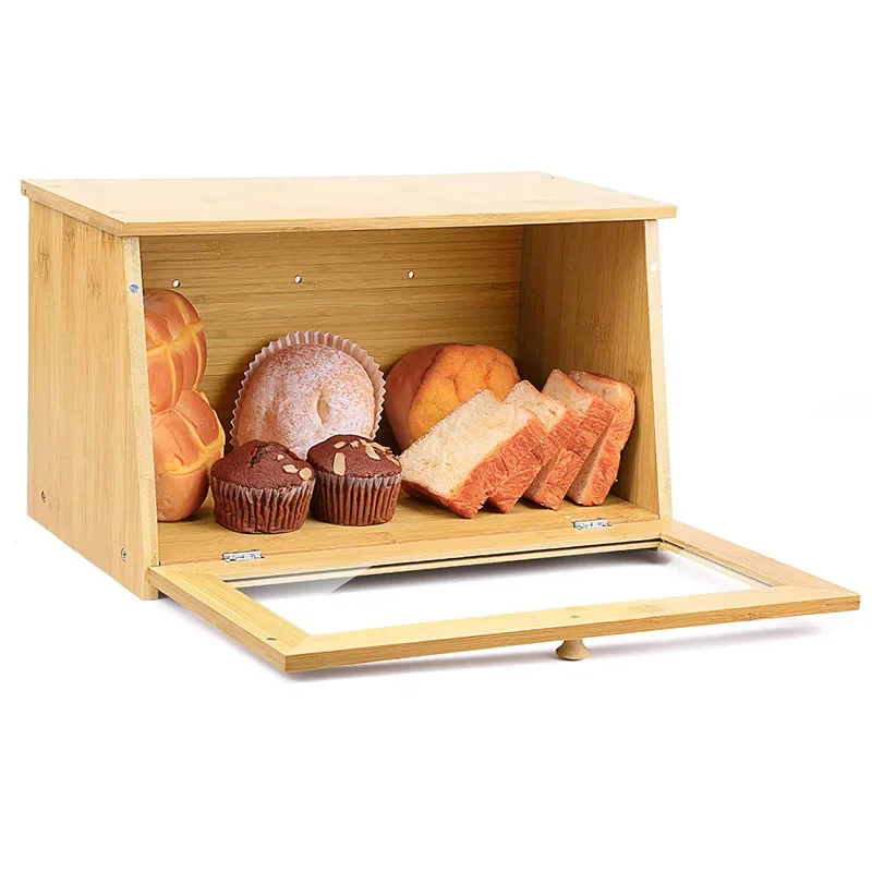 Bread Box Bamboo Baking Pastry Locker Cake Dessert Dust Cover Transparent Rectangle Food Storage Box
