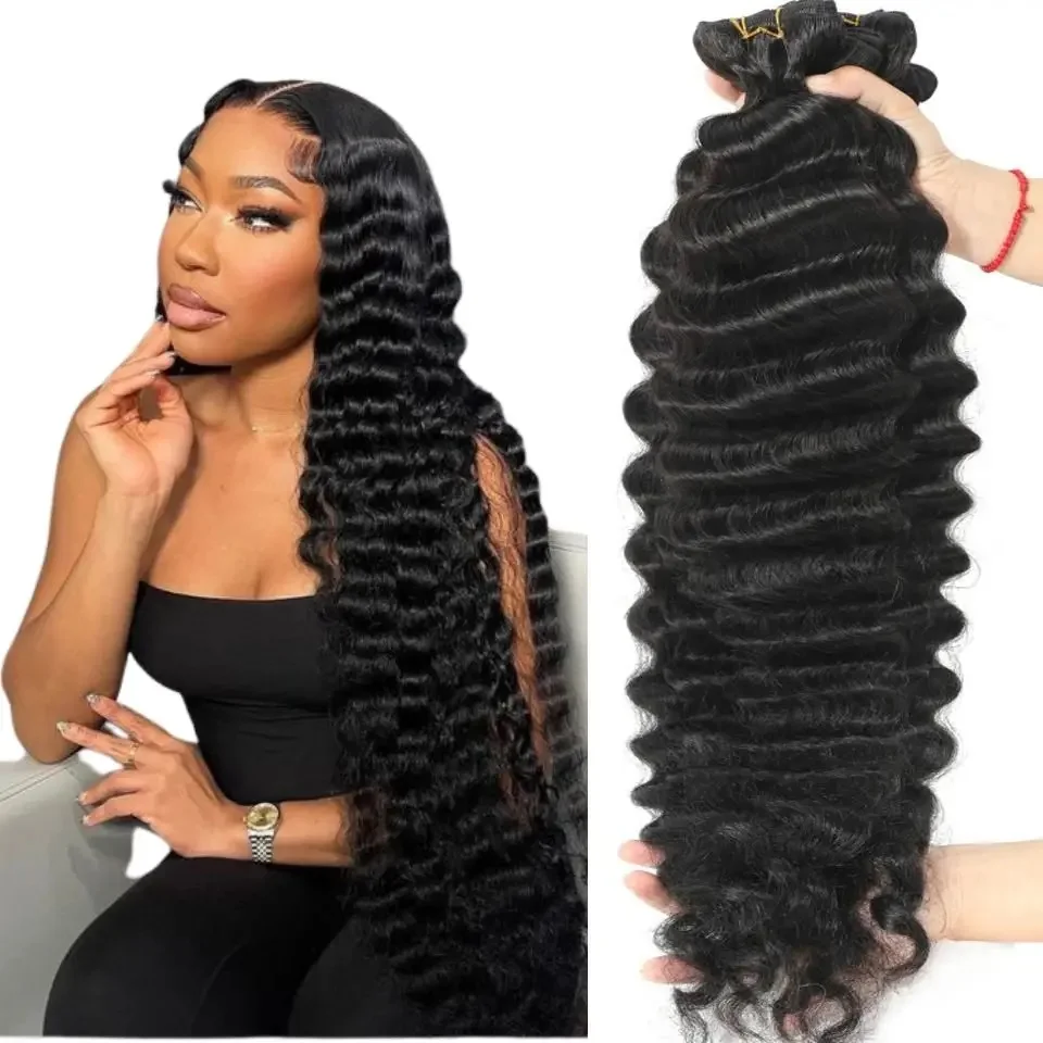 

Наборы натуральных волос Loose Deep Wave, 28-30 дюймов, малайзийские необработанные волосы, 100% натуральные человеческие волосы, кудрявые, 1/3/4 шт.