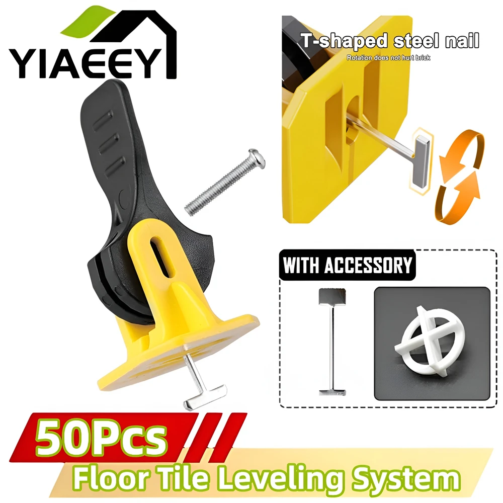 50Pcs Tile Leveling System Clips Floor Leveler Adjuster Kit Set for The Tile Laying Fixing Flat Ceramic Wall Construction Tool