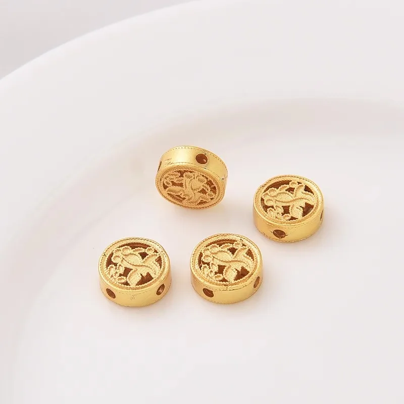 Manik-manik ember warna emas bodoh 18K buatan tangan diy tali manik gelang gelang busur transfer manik perhiasan dengan manik-manik