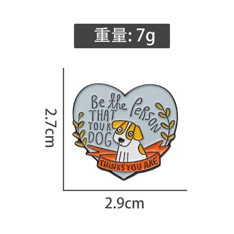 Cartoon Cute Love Animal Enamel Pins Sweet Dog Letter Ribbon Alloy Brooch Badge Fashion Women's Jewelry Accessories