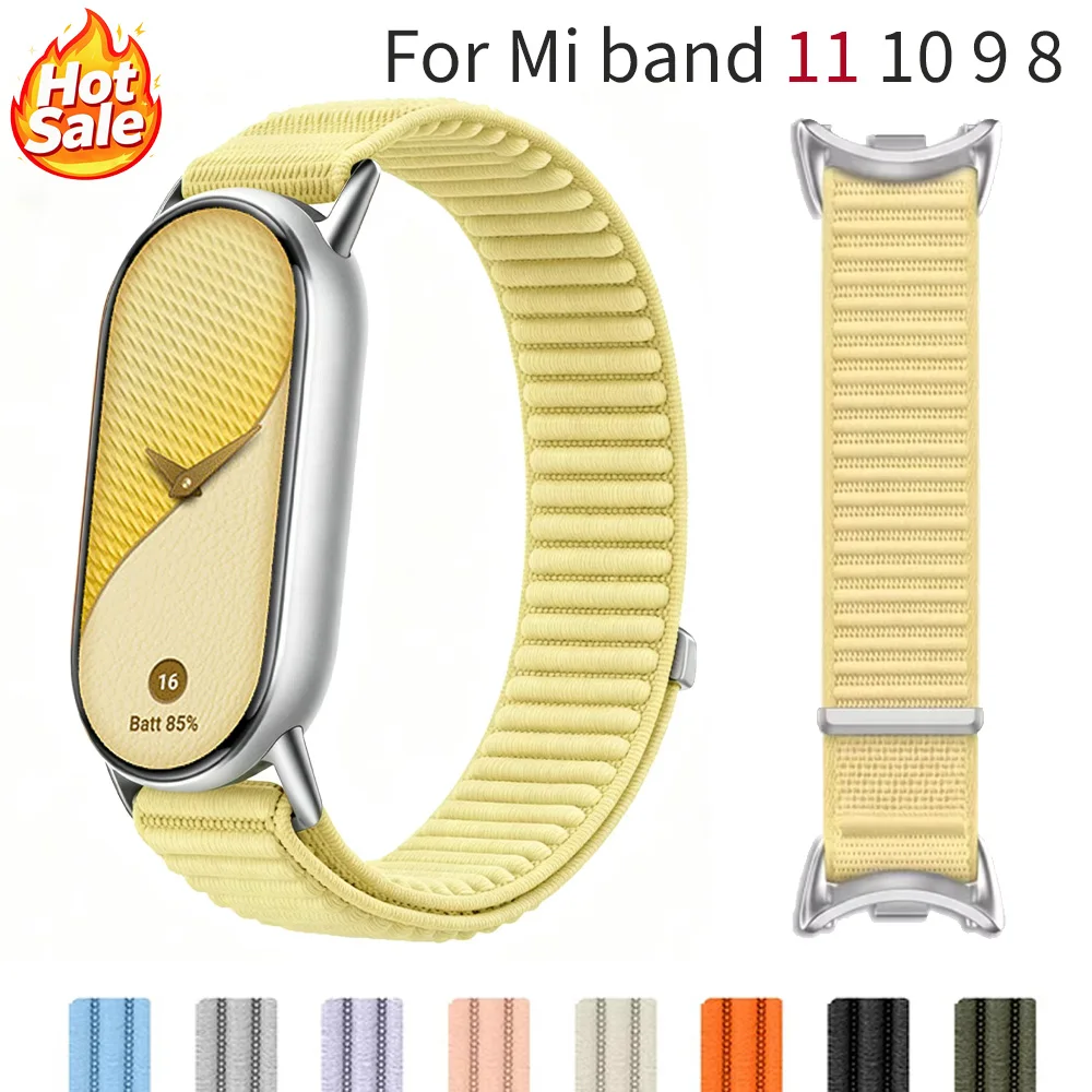 Nylon Loop Strap for Mi Band 11 10 Straps 9 8 NFC Sports Braided Bracelet Correa for Xiaomi Band 11 Smart Miband Accessories