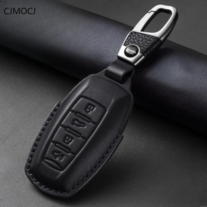 Premium Genuine Leather Key Cover Case for Haval Big Dog/Menglong NEV/Fuel/Xiaolong MAX/H9/H5/Big Dog Plus - Key Fob Shell