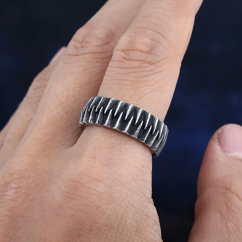 Dropshipping Retro Style Fashion 2023 New 316L Stainless Steel Geometric Gear Ring Biker Creative Jewelry For Teens Gift