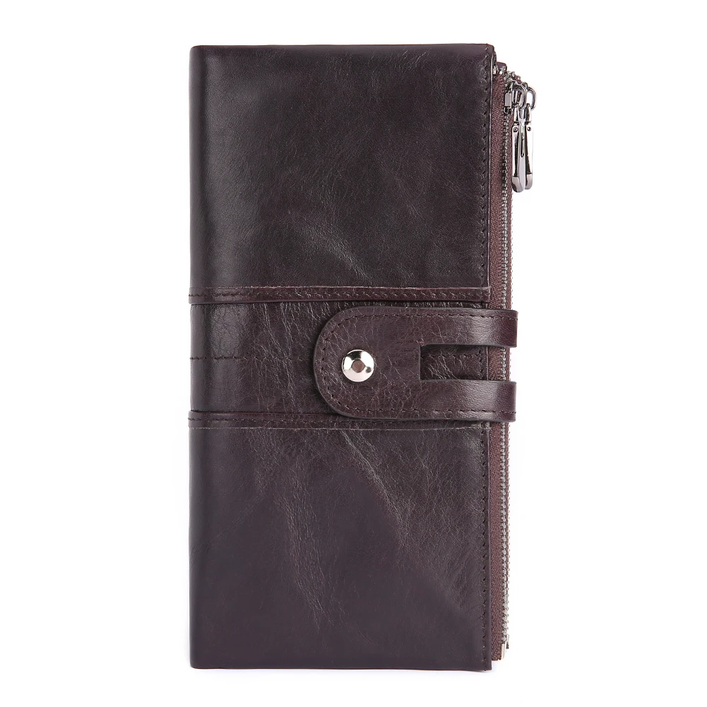 Retro leather ladies coin purse Korean fashion cell phone bags head layer cowhide rfid long wallet large capacity multi-color