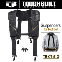 ToughBuilt TB-CT-51G Constrcution Tool Belt Suspenders for Work Belt Padded Suspenders Comfortable Foam Shoulder Padder