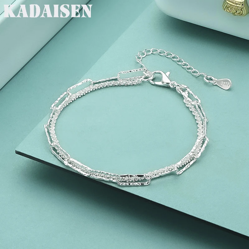 925 Sterling Silver Beautiful Double Chain Bracelets For Women Fashion Original Party Wedding Engagement Jewelry Holiday Gift