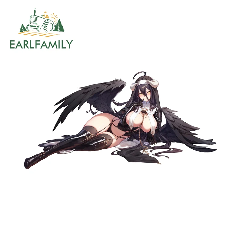 EARLFAMILY Alluring Nun Albedo Car Sticker Personality Skateboard Luggage Trunk Decals Sunscreen Car Door Protector VAN Decor