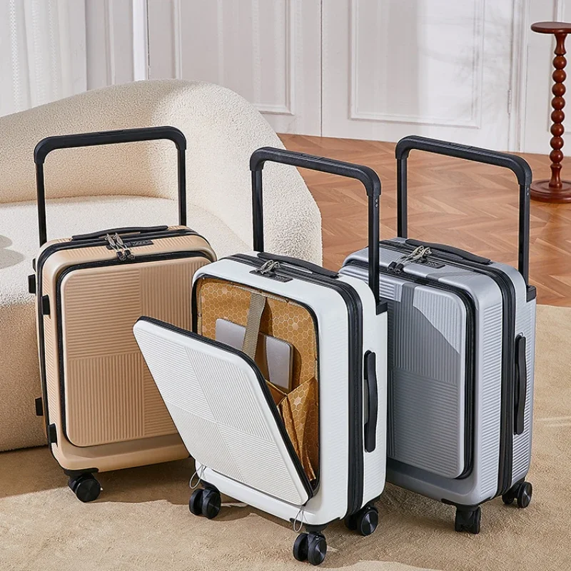 20 24 Boarding Box Wide Pull Rod Trolley Case Travel Suitcase Large Capacity Rolling Luggage Unisex Front Opening Trunk Password