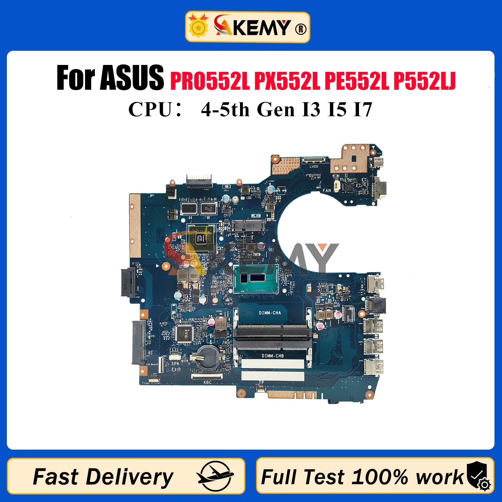 

P552LJ Laptop Motherboard For ASUS ProArt P552L PRO552L PX552L PE552L P552LJ Notebook Mainboard With I3 I5 I7 CPU 100% tests OK