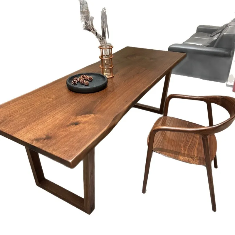 

North American black walnut large board solid wood dining table wabi sandy wind log to the living room