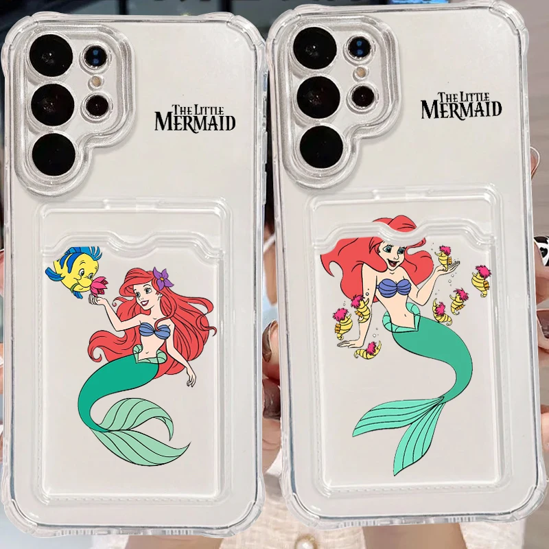 Disney The Little Mermaid Art For Samsung A73 A72 A54 A71 A52 A53 A32 A22 A14 A13 A23 5G Photo Card Bag Transparent Back