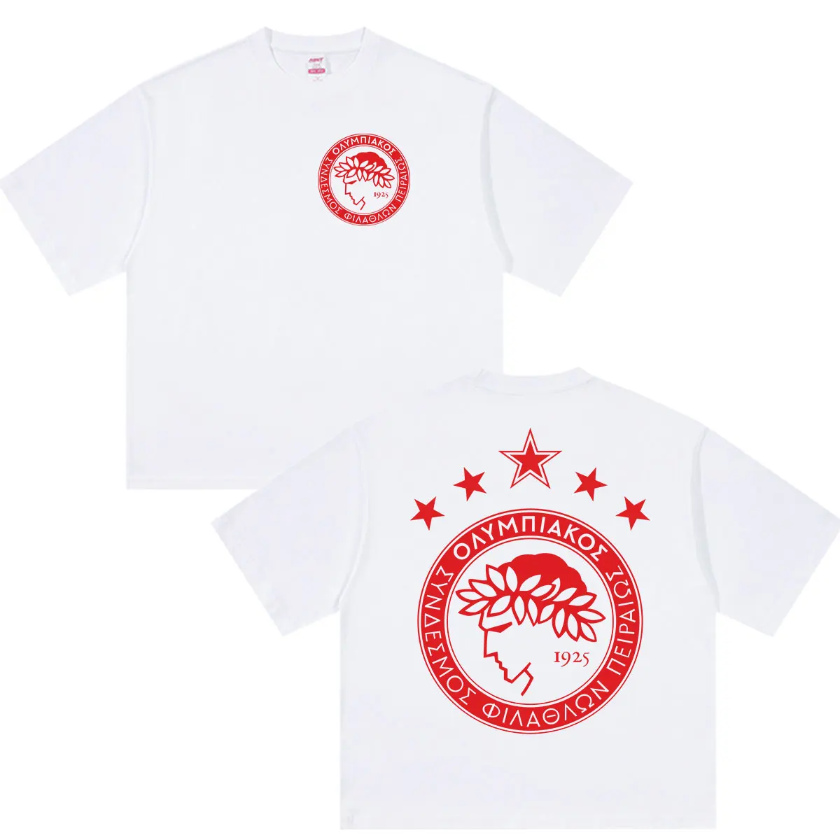 Hot Olympiakos Gym Fitness Pump Cover 2026 Print T Shirt Men Clothing O-Neck Oversized T-Shirts Unisex 100% Cotton Tops T-shirt