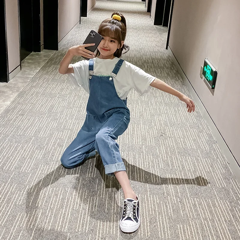 ZOETOPKID 2026 Herbst Kinder Latzhose Jeans für Mädchen Kinder Denim Overall mit Taschen Frühling Teenager Damen Hosenträger-Hose – Detail 7