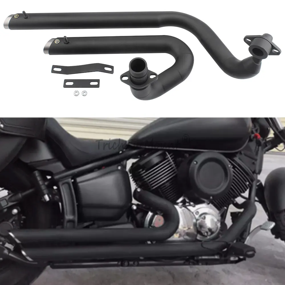 Zestaw rur wydechowych motocykla pełny tłumik tłumiki przeciągnij rury dla Yamaha v-star 650 XVS650 XVS400 Dragstar 650 400 akcesoria