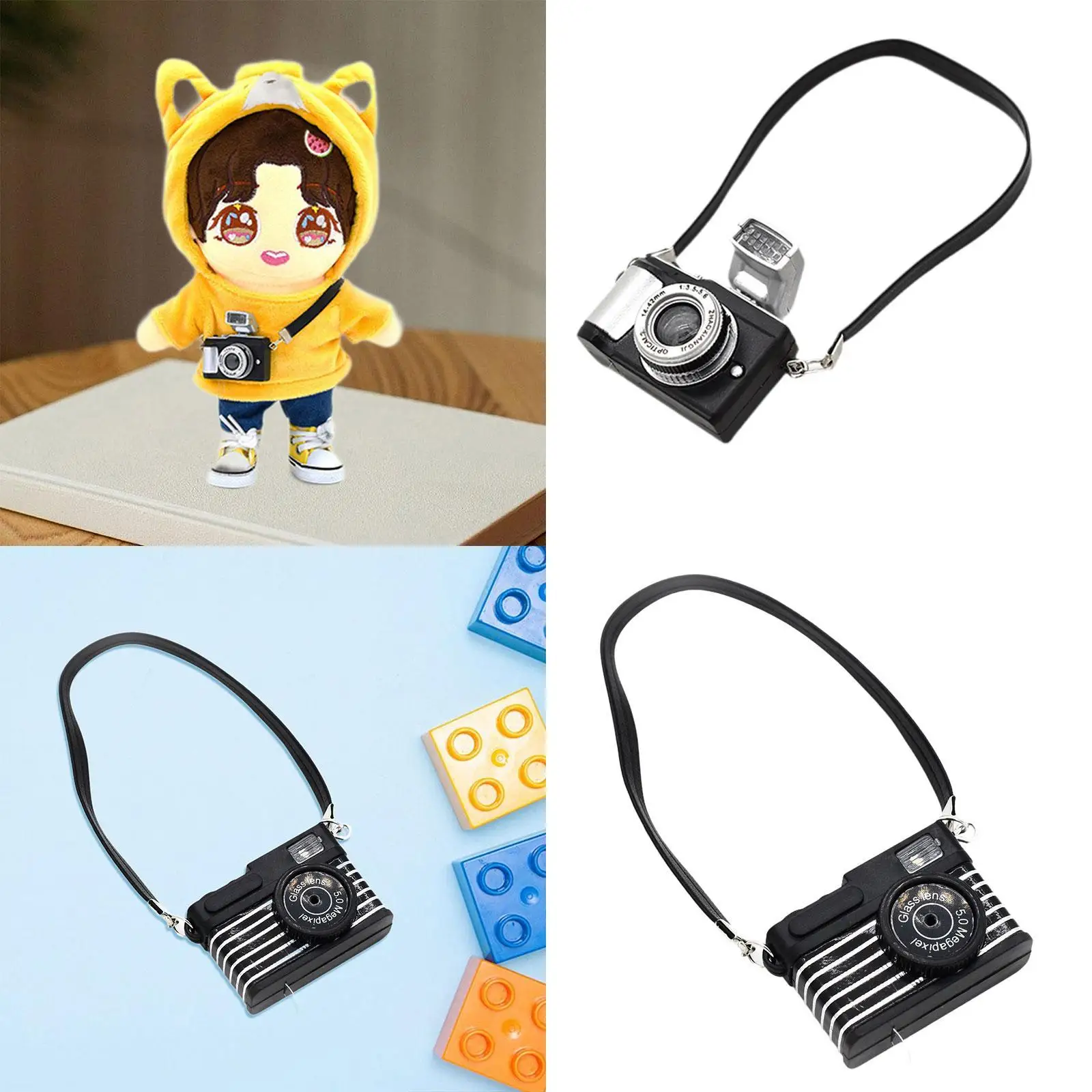 Câmera em miniatura brinquedo ornamento fotografia adereços câmera modelo boneca brinquedo diy moda para 1/12 casa de bonecas e boneca acessórios decoração