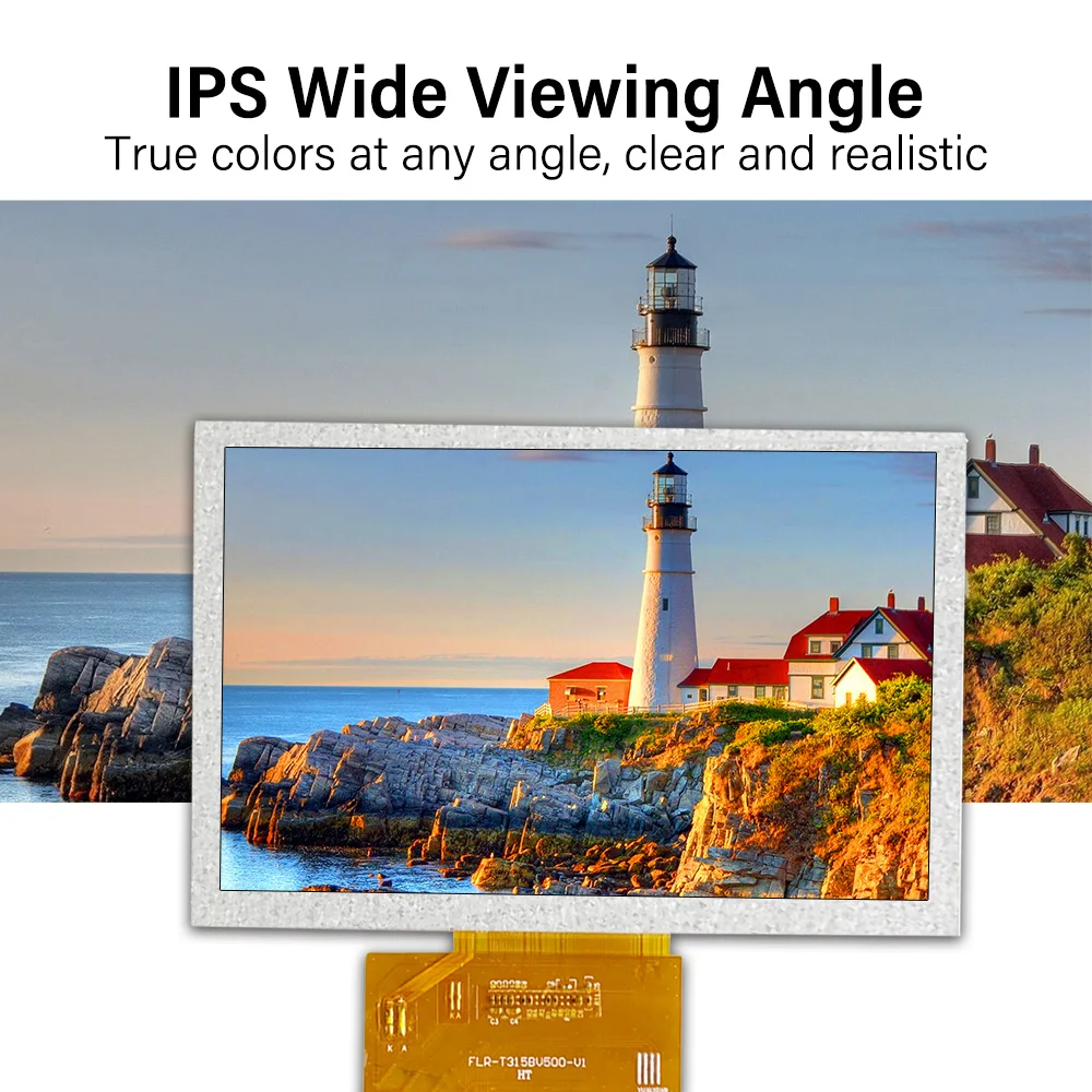 LESOWN Kit de Visualización 5 inch 800x480 Ready-to-Run TTL 40PIN Monitor with MicroUSB for Projects