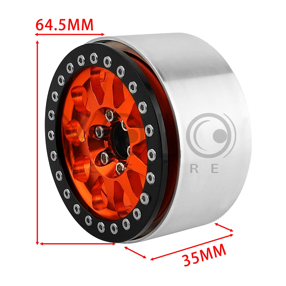 2/4Pcs 2.2 Inch Beadlock Wheel Hub Rim Rims Aluminum Alloy for TRX4 TRX6 Axial SCX10 III  1/10 RC Crawler