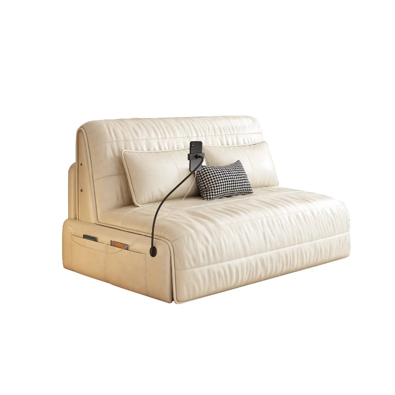 

Multifunctional electric sofa bed, balcony small apartment study foldable leather sofa