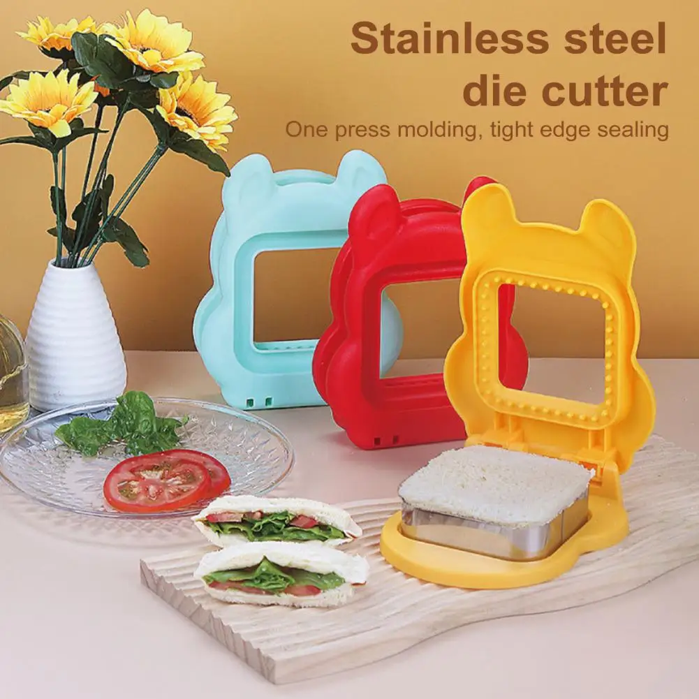 Pocket Sandwich Maker Sandwich Cutter Sealer Set for Kids Square Bread Mold Shapes Maker Bento Box Accessories for Easy Lunch