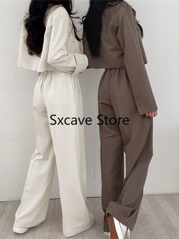 Blazer Suits Long Sleeve Fashion Coat Black High Waisted Pants Two Piece Sets Women Outifits 2023 Fall Office Lady Pants Korean