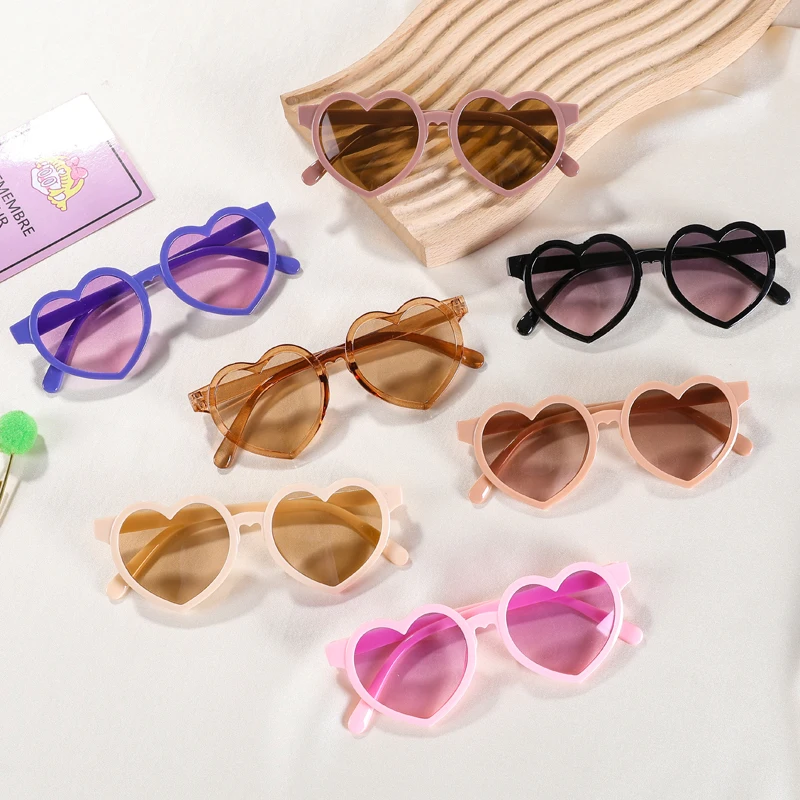 2-8 Years New Kids Cartoon Heart Love Sunglasses Girls Boy Children Outdoor Round UV400 Sun Glasses Baby Cute Pink Candy Eyewear