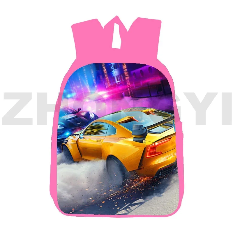 Kawaii Pink Female Need for Speed 3D Backpack 12/16 Inch Travel Outdoor Sport School Bag Kids NFS Anime Harajuku Japanese Bag