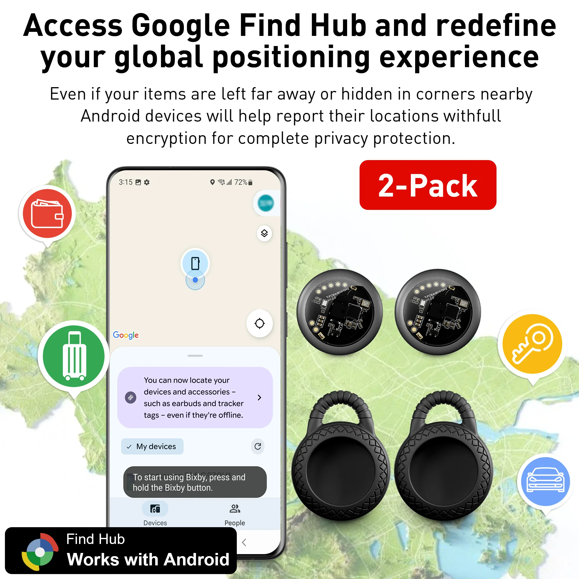 Android Smart Tracker Bluetooth Item Finder with Play Sound Google Play Certified Locator for Keys Luggage