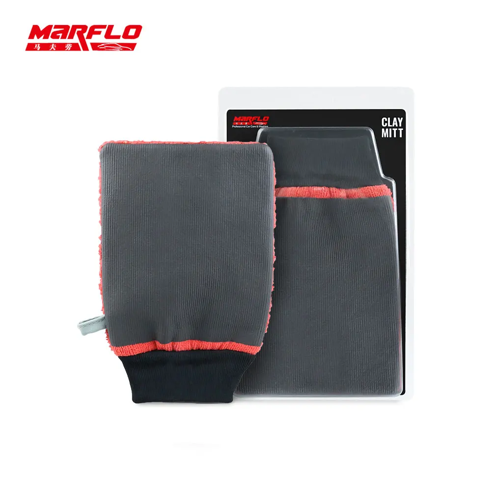 Marflo Tar Spot Remover Cuff Magic Clay Mitt Coral Fleece Towel Gloves Detailing Tools Car Cleaning Care Magic Clay Bar