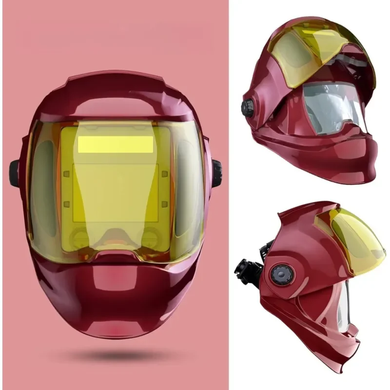 Auto-Darkening Solar Powered True Color Welding Helmet Face-Mounted Grinding Facemask for Welder