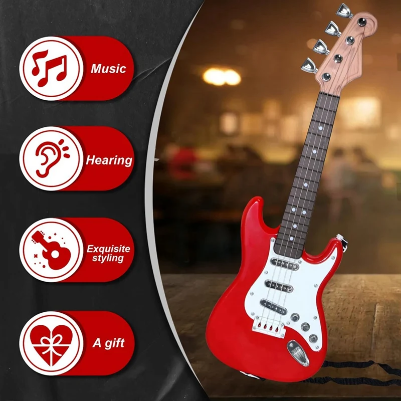 17In Guitar Toy For Kids,4 Strings Electric Guitar Musical Instruments For Children,Portable Electronic Instrument Toy