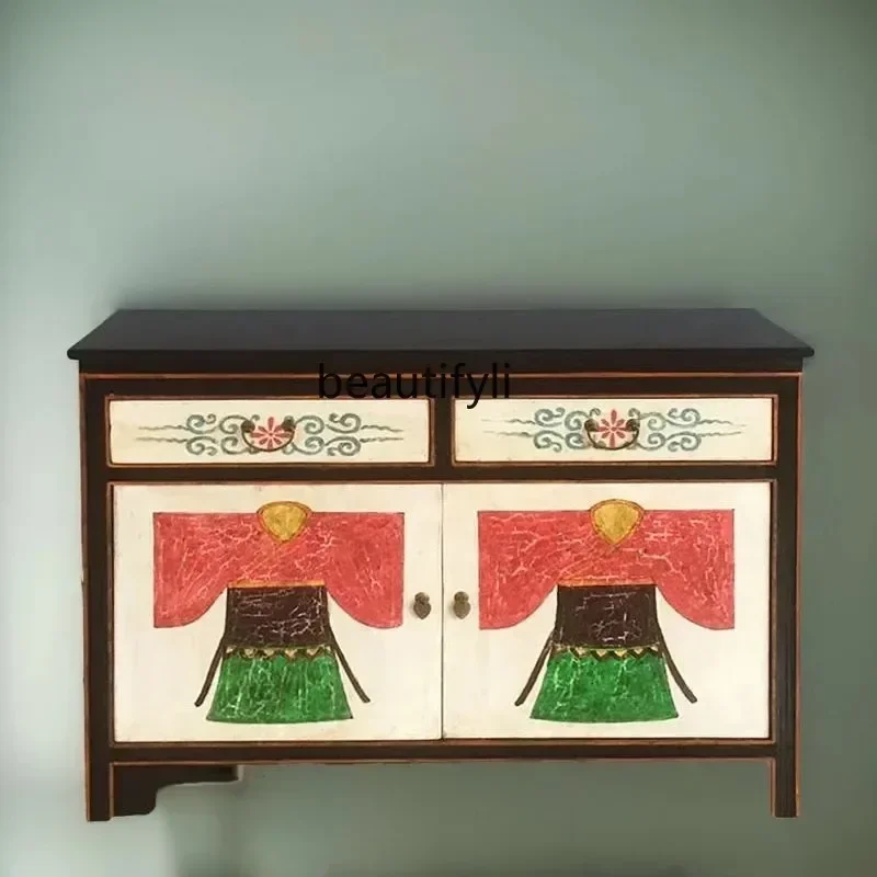 D178  Y New Chinese-style solid wood dining side cabinet, hidden entrance  decorative partition storage cabinet