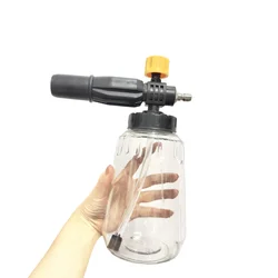 1 PC Black and Yellow Thick handle Foam Cannon 1000 ML Transparent Bottle Snow Foam Lance Washer kit, Pressure Car Washer Access