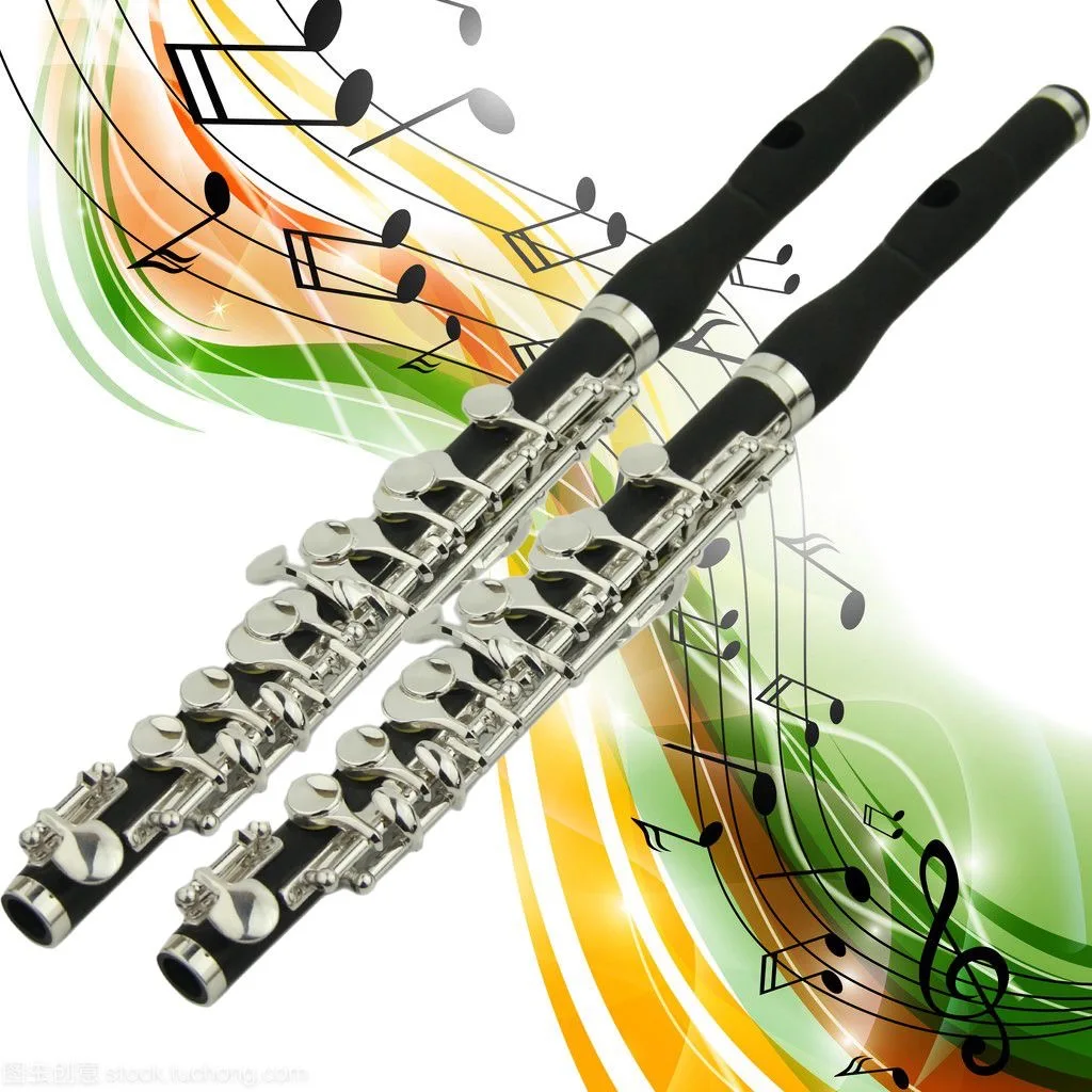 Short flute, ebony, Western style glued wood, silver plated instrument body, key playing, grading exam, flute, white copper, pro