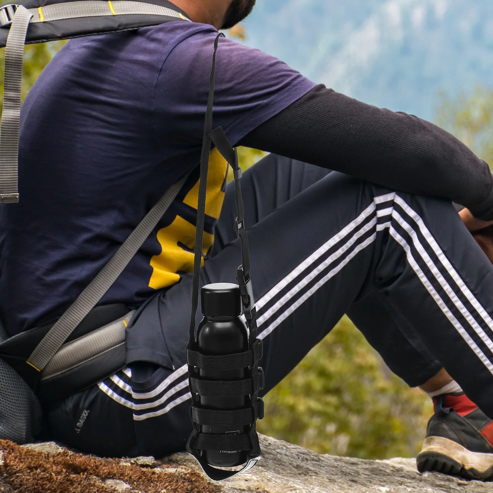

Adjustable Water Durable Polyester Bottle Carrier Bag Hiking Camping Trekking Scratch Proof Holder Pouch Buckle Cover Sports