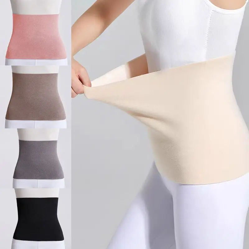 Winter Warm Waist Support For Women Solid Color Elastic Waist Belts Men Women Back Pressure Warmer Inner Wear Belly Protector