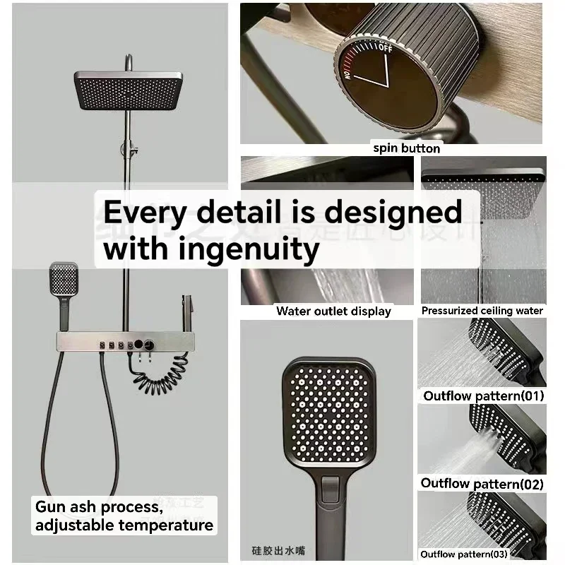 rainfall shower head combo setconstant temperature digital display shower set
