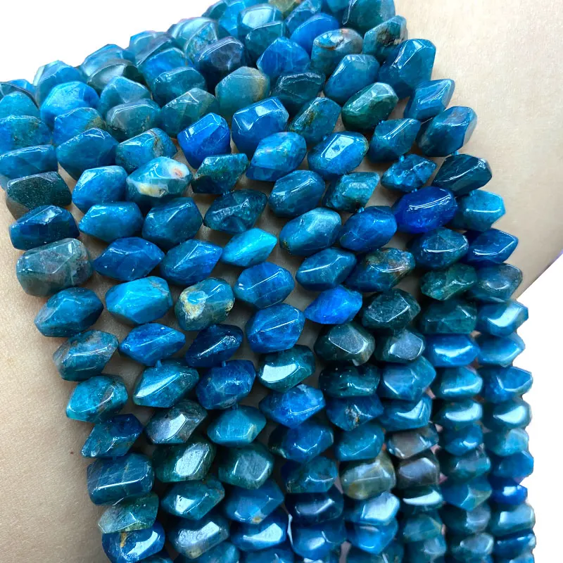 Wholesale AAA 100% Natural Blue Apatite Irregular Wheel Faceted Stone Beads For Jewelry Making DIY Bracelet Neckalce 6-11MM