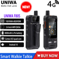 UNIWA F80S PoC Radio Zello Android 10 Mobile Phone 1GB RAM 8GB ROM IP54 Smart Walkie Talkie Smartphones Dual SIM 4000mAh Battery
